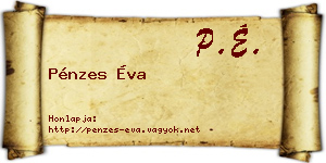 Pénzes Éva névjegykártya